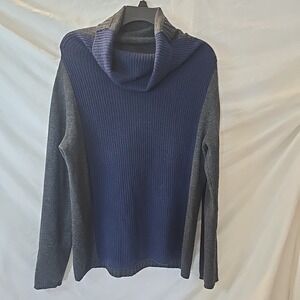 Label + Thread Cashmere Wool Blend Turtleneck Sweater Blue/gray Women's Sz M